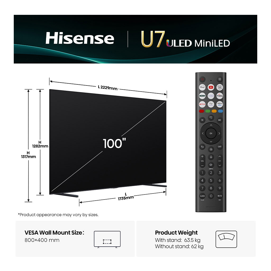 Hisense 100U7QTUK 100" ULED Smart TV