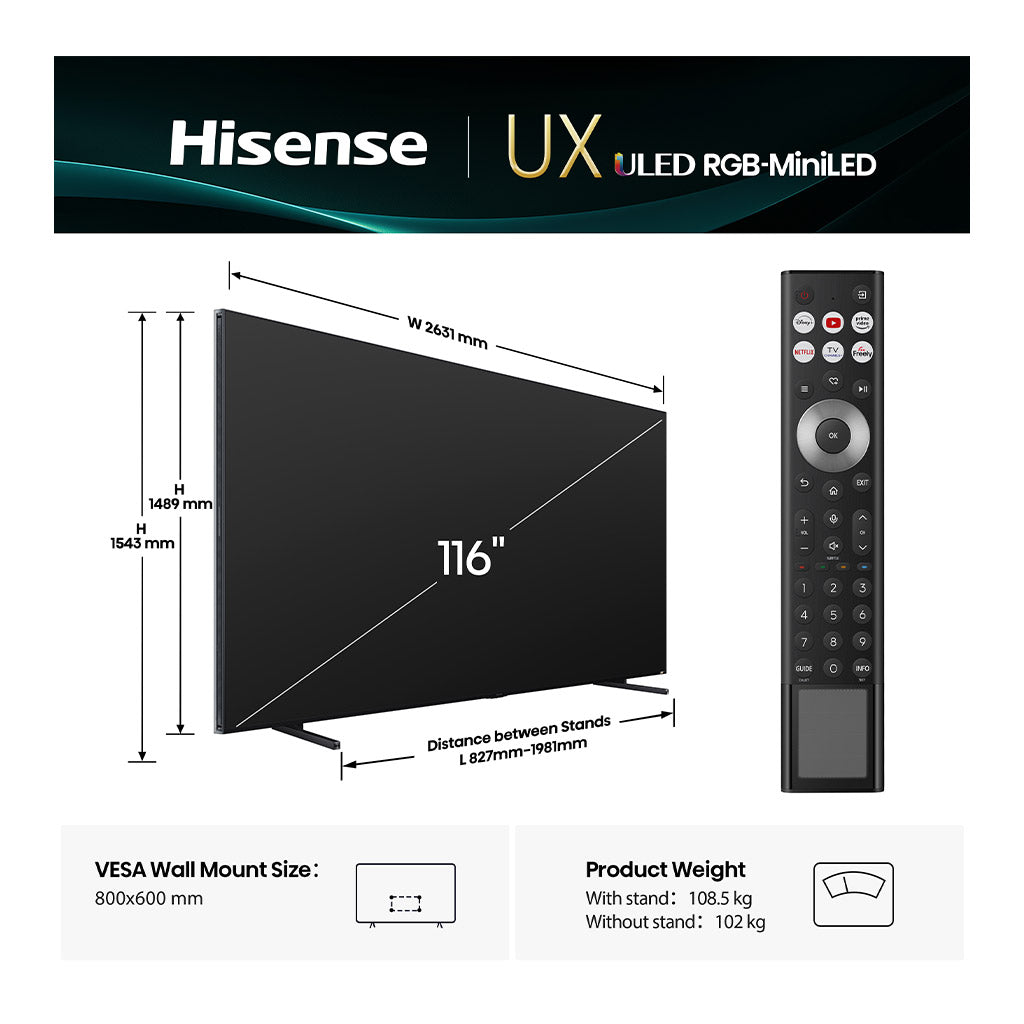 Hisense 116UXQTUK 116" RGB-MiniLED TV