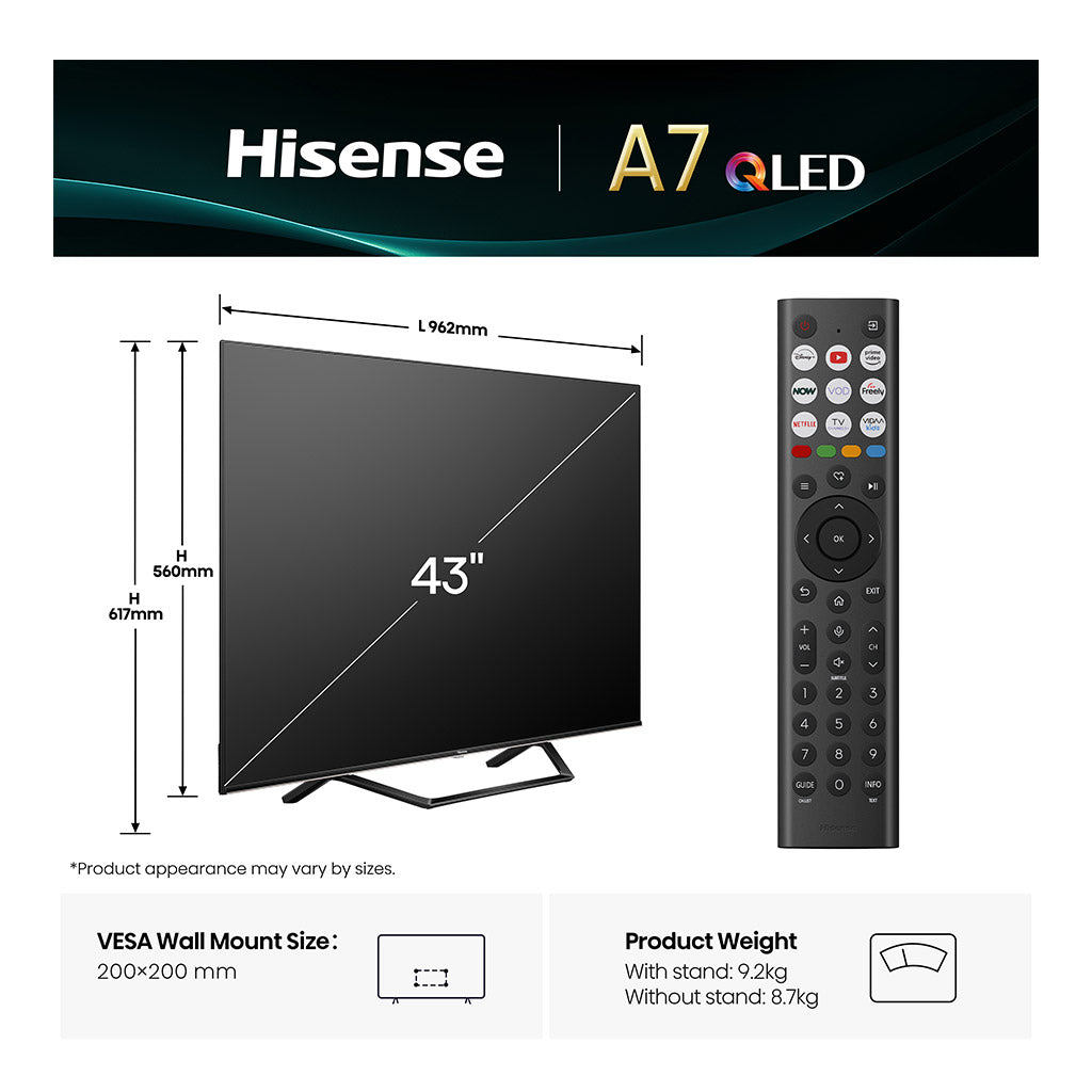 Hisense 43A7QTUK 43" QLED Smart TV