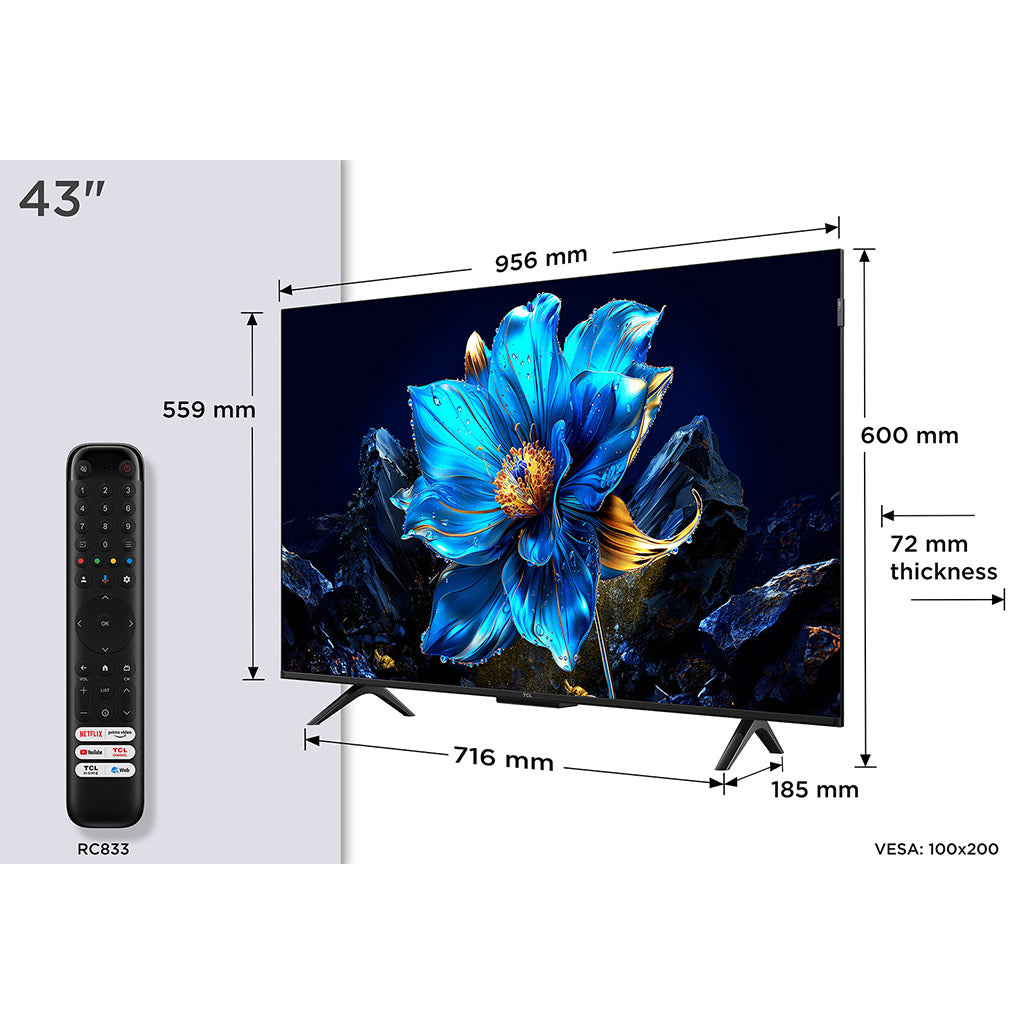 TCL 43P7K 43" 4K UHD QLED TV
