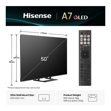 Hisense 50A7QTUK 50" QLED Smart TV