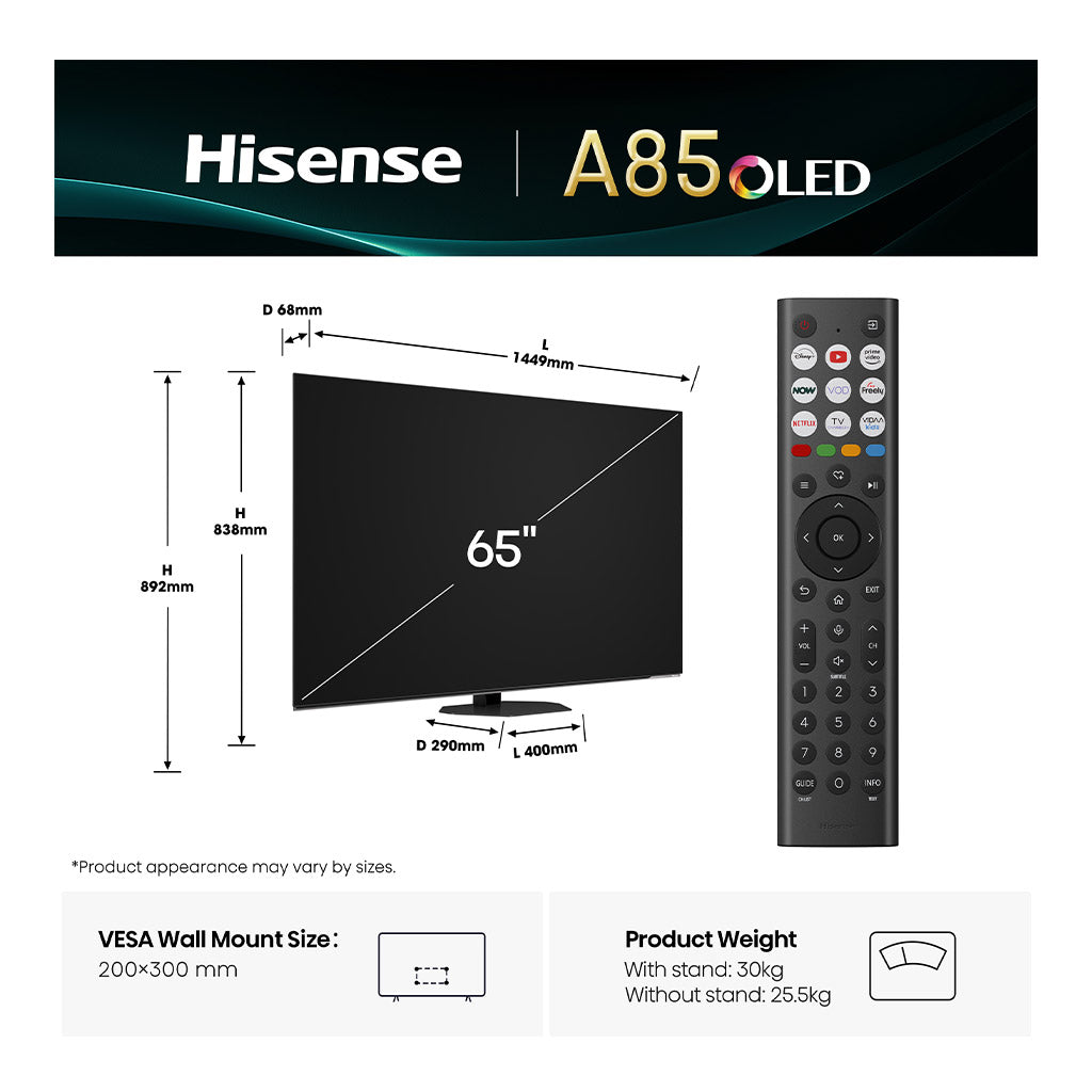 Hisense 65A85QTUK 65" OLED Smart TV
