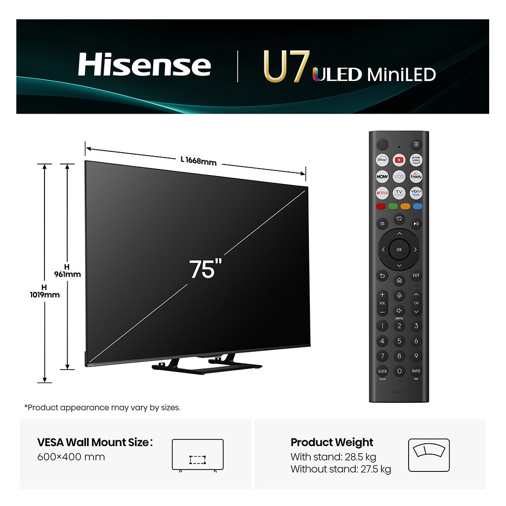 Hisense 75U7QTUK 75" ULED Smart TV