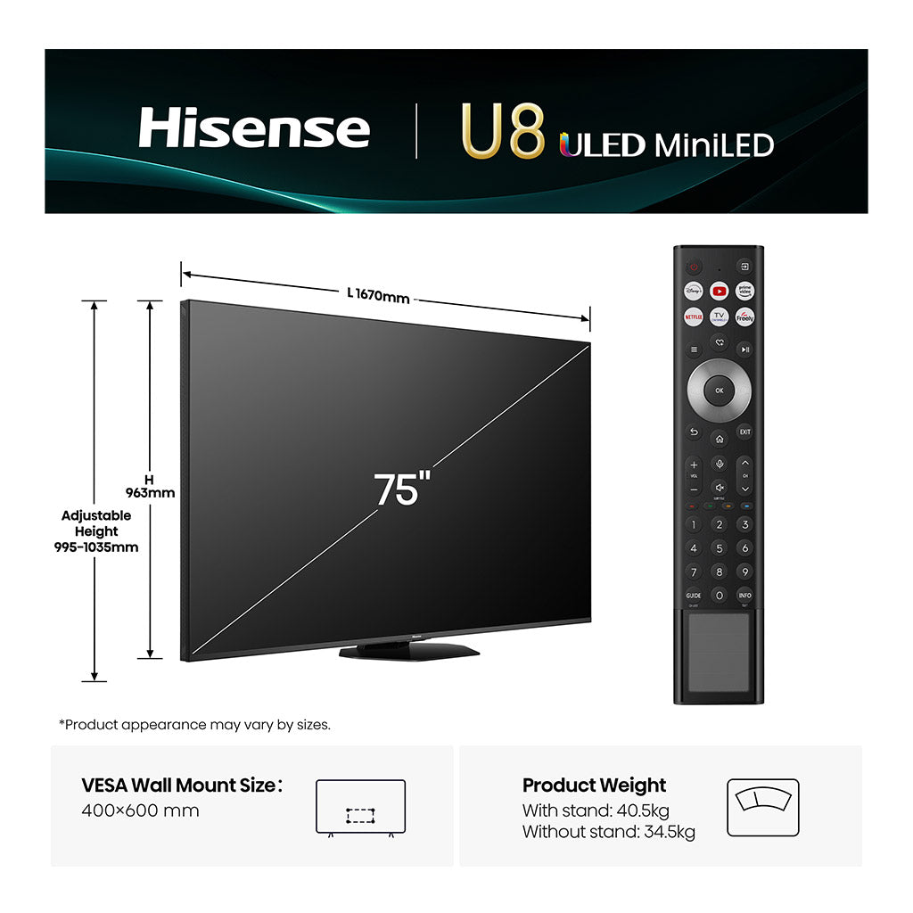 Hisense 75U8QTUK 75" ULED Smart TV