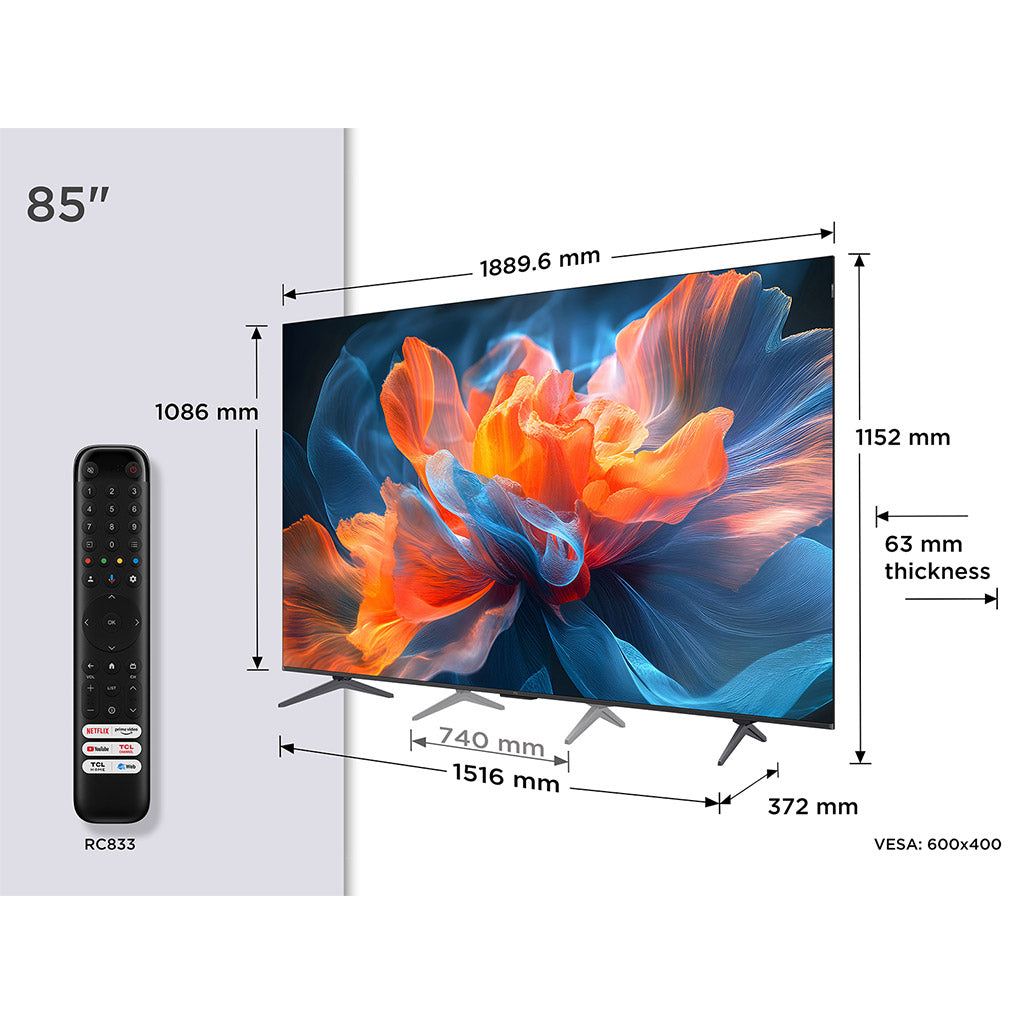 TCL 85T8C 85" 4K UHD QLED TV