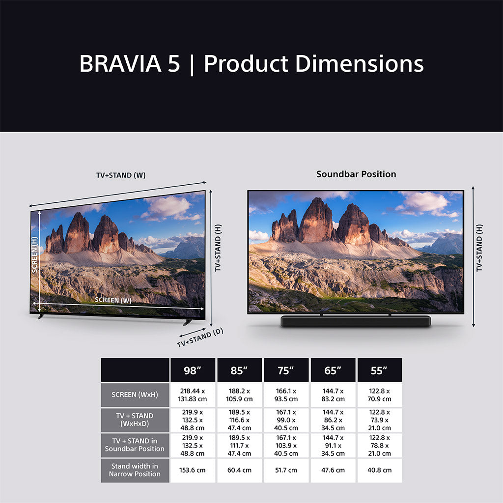 Sony BRAVIA 5 K75XR55BP 75" 4K Mini LED TV