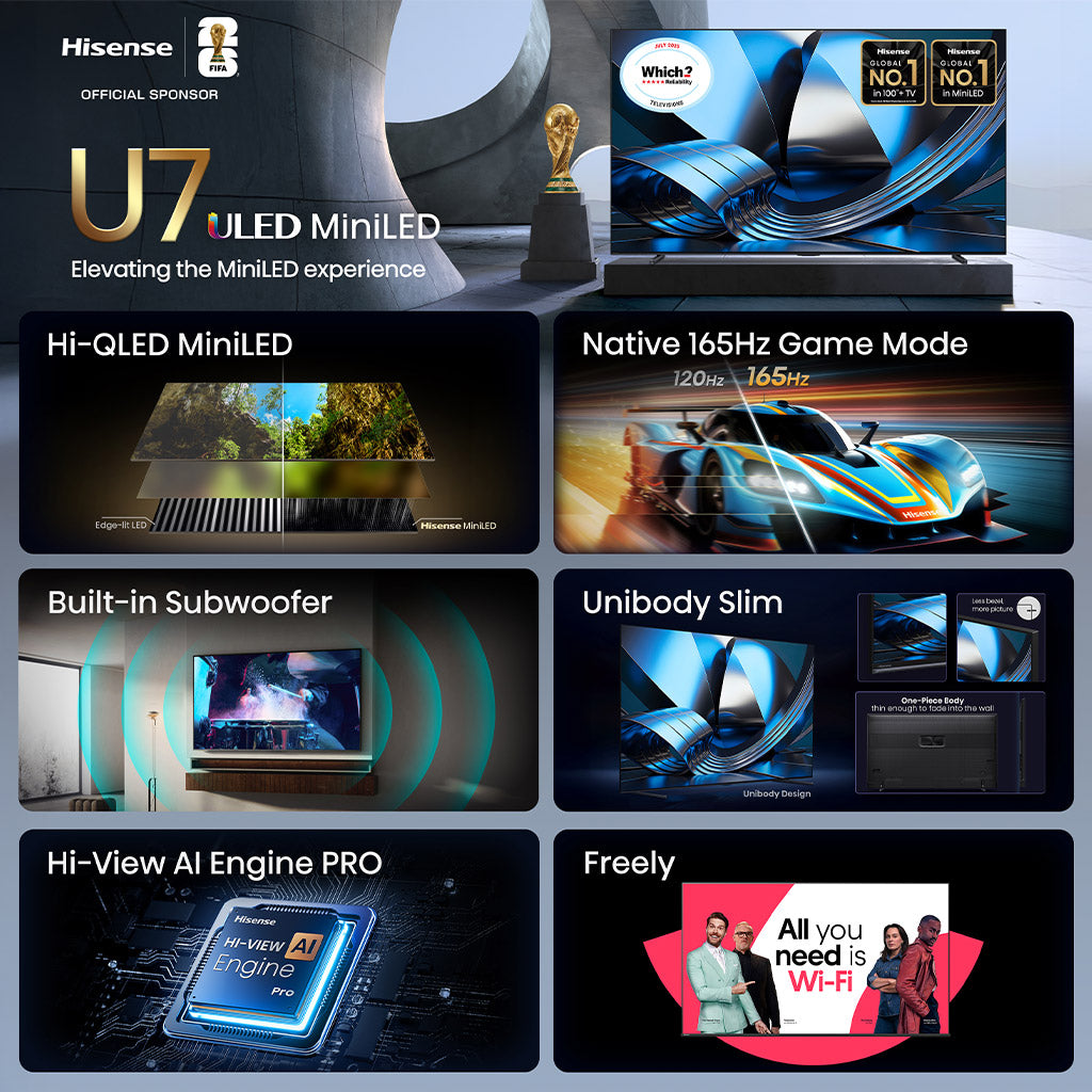Hisense 100U7STUK 100" ULED Mini LED 4K TV