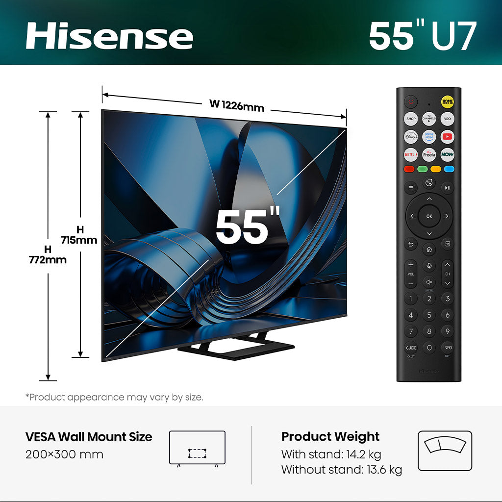 Hisense 55U7STUK 55" ULED Mini LED 4K TV