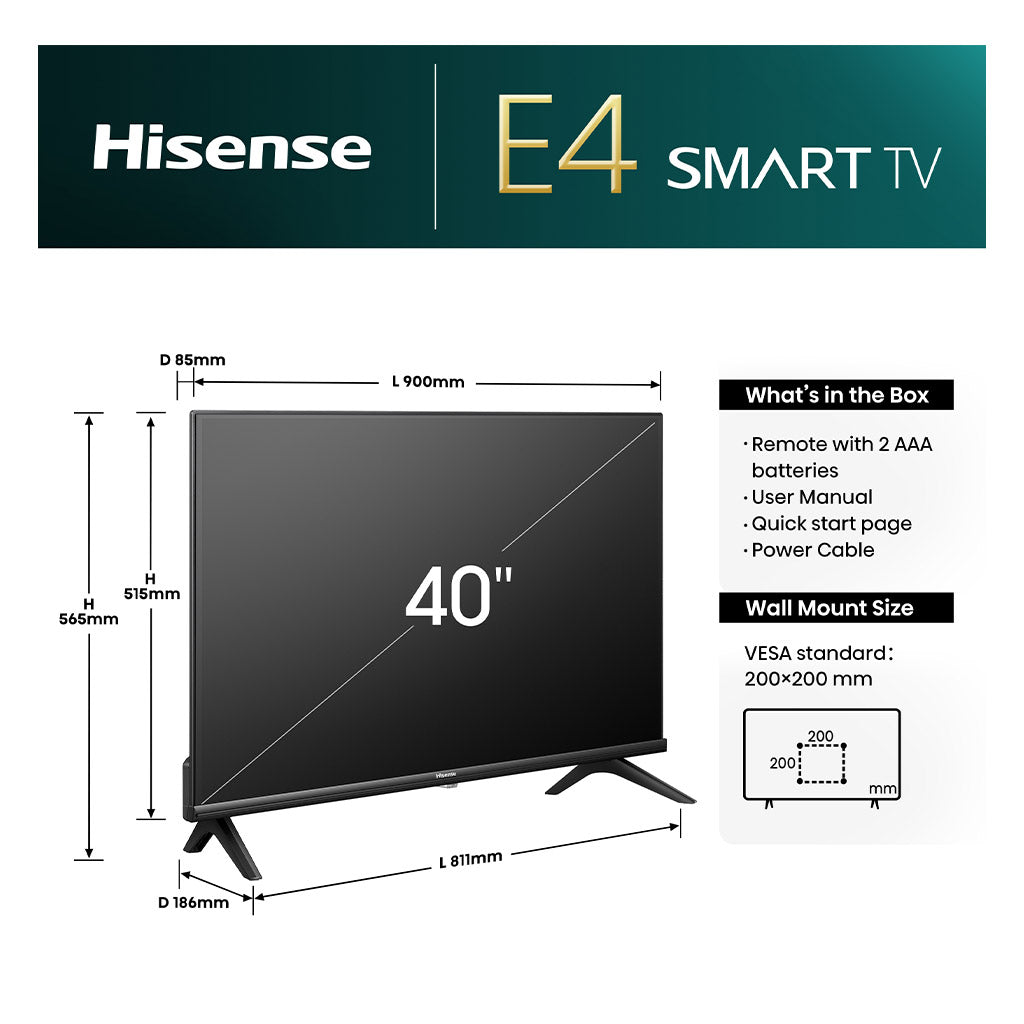 Hisense 40E4NTUK 40" FHD Smart TV