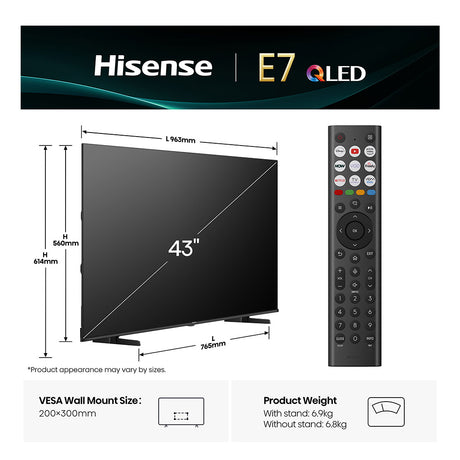 Hisense 43E7QTUK 43" QLED Smart TV