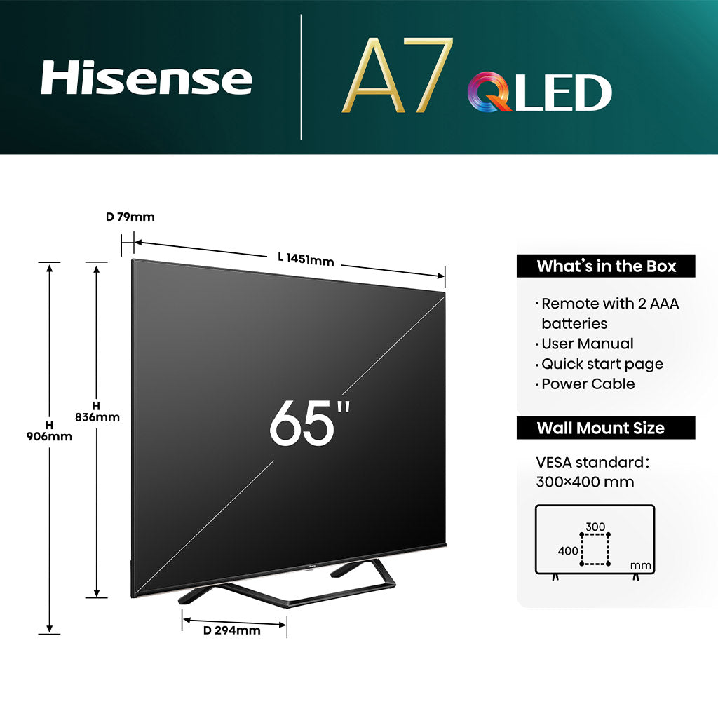 Hisense 65A7NQTUK 65" QLED 4K Smart TV
