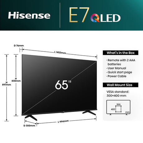 Hisense 65E7NQTUK 65" QLED 4K Smart TV