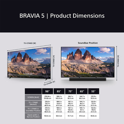 Sony BRAVIA 5 K85XR55BP 85" 4K Mini LED TV