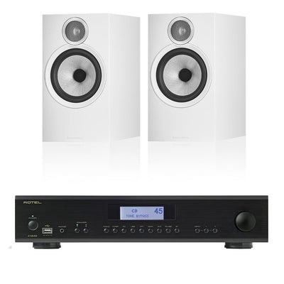 Rotel A12 MKii - B&W 606 S3 Bookshelf Speakers white