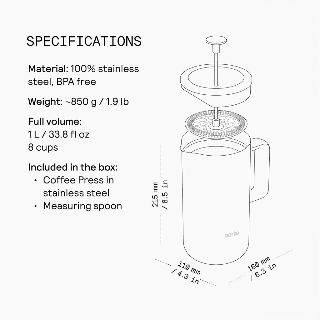 Aarke Stainless steel French coffee press