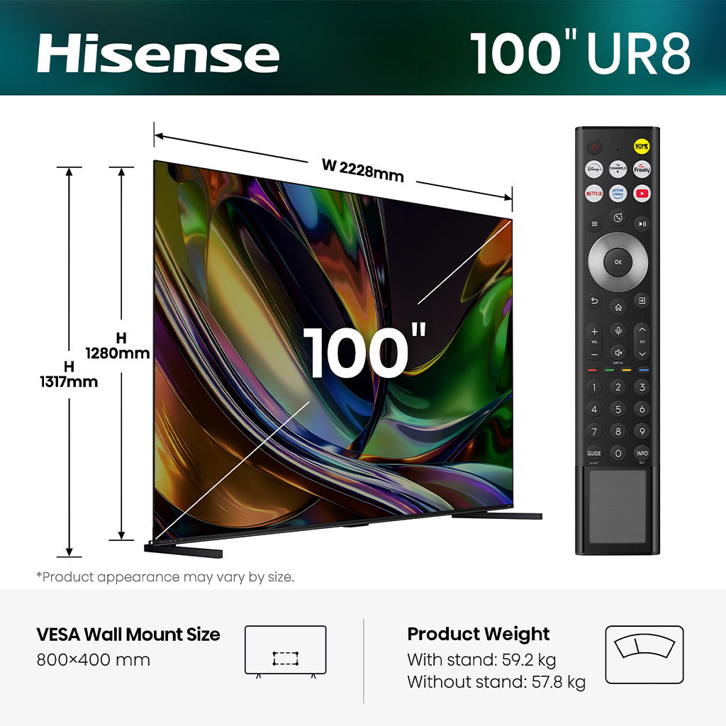 Hisense 100UR8STUK 100" RGB-MiniLED 4K TV