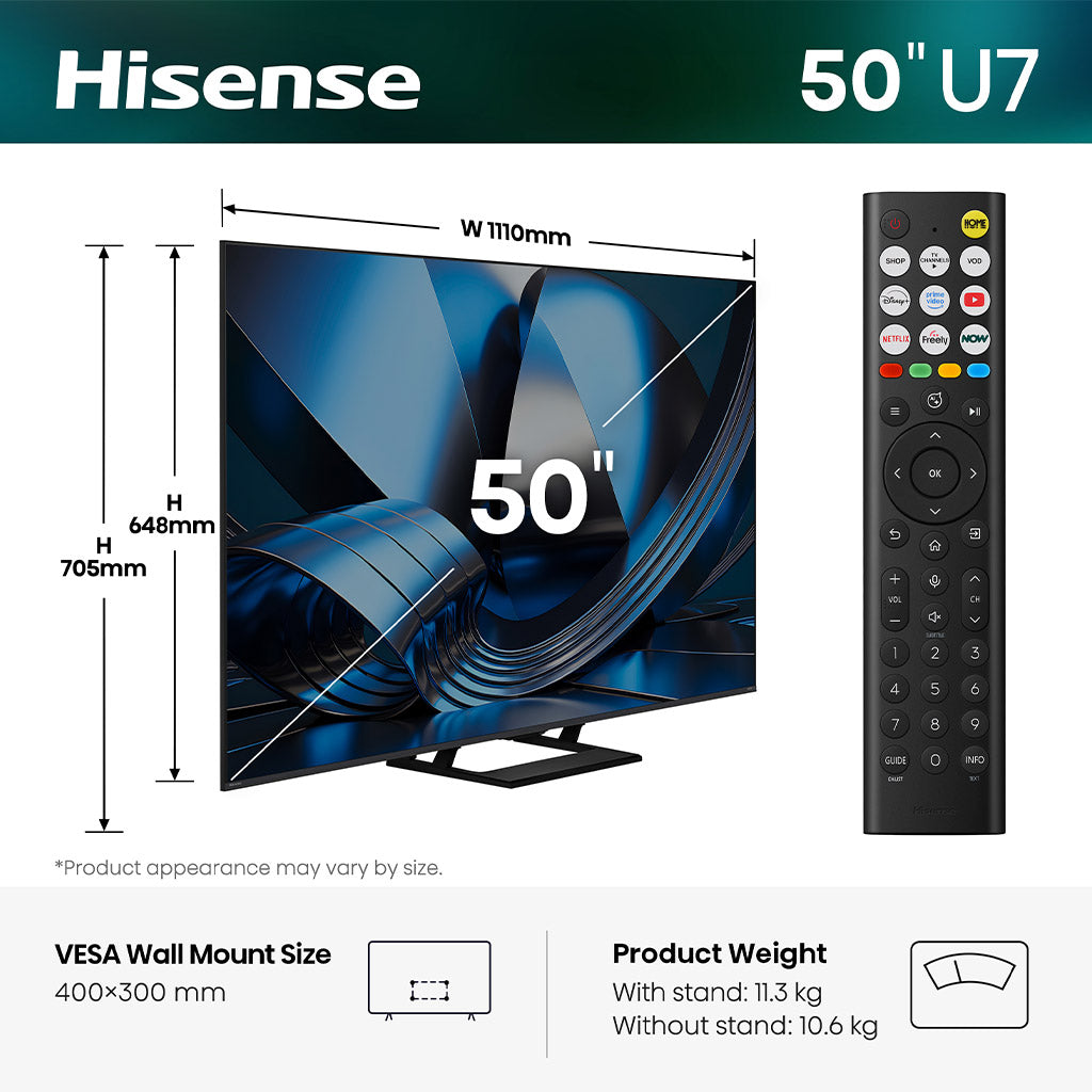 Hisense 50U7STUK 50" ULED Mini LED 4K TV