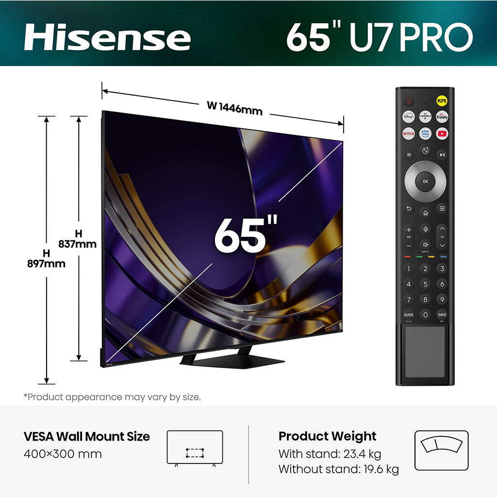 Hisense 65U7STUK PRO 65" ULED Mini LED 4K TV