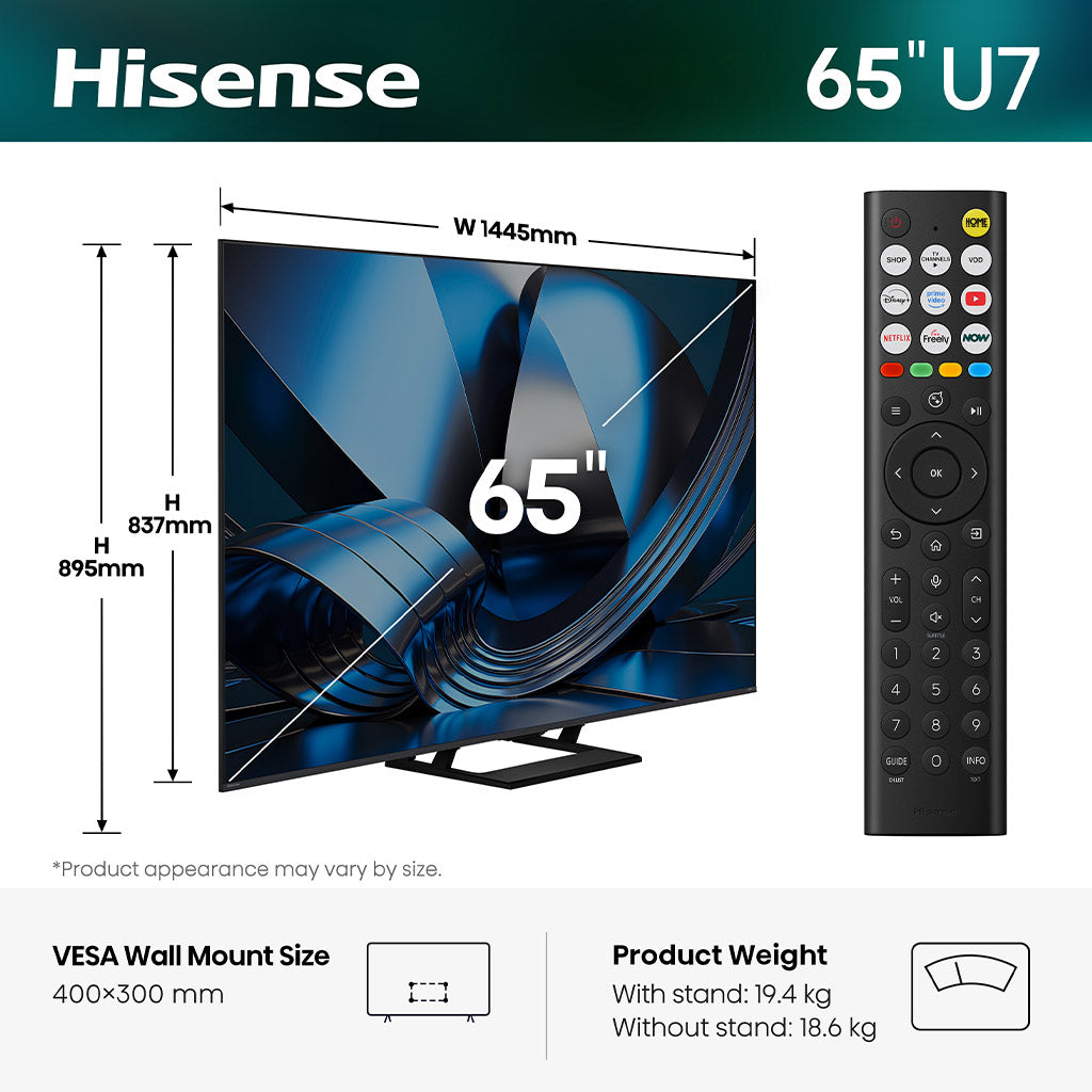 Hisense 65U7STUK 65" ULED Mini LED 4K TV