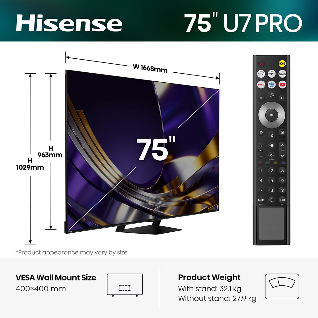 Hisense 75U7STUK PRO 75" ULED Mini LED 4K TV