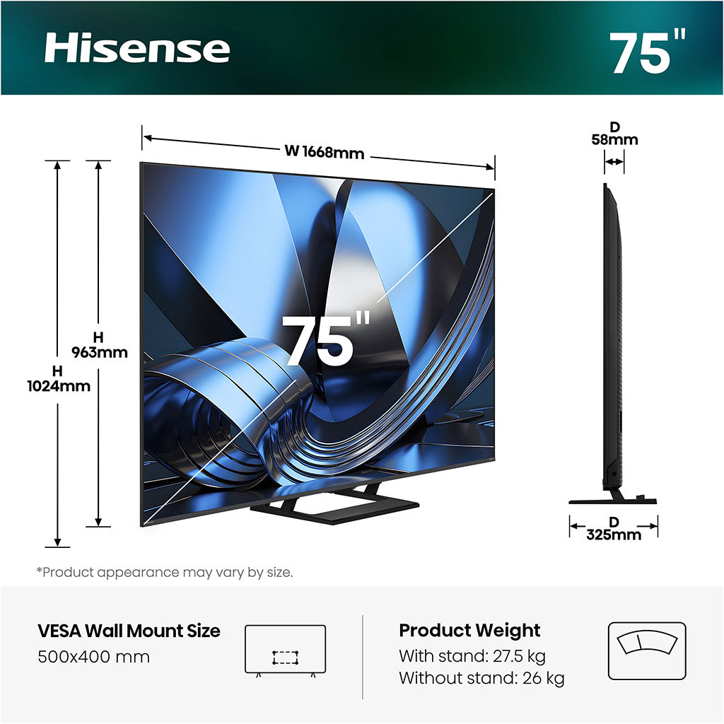 Hisense 75U7STUK 75" ULED Mini LED 4K TV