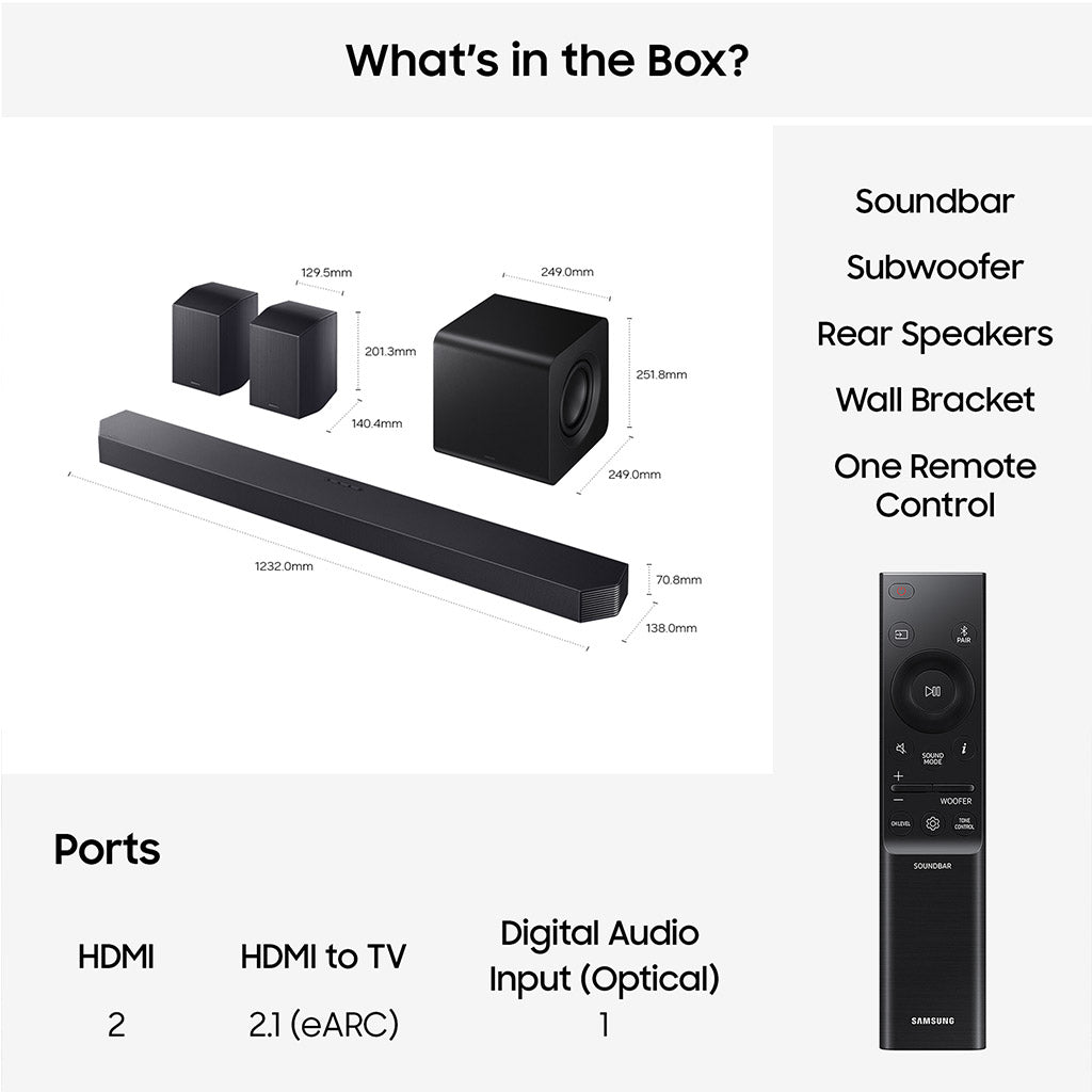 Samsung HW-Q990H 11.1.4Ch Soundbar with Subwoofer and Rear Speakers