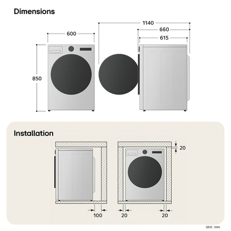 LG RHA1008NWK 8kg Heat Pump Tumble Dryer Series 2