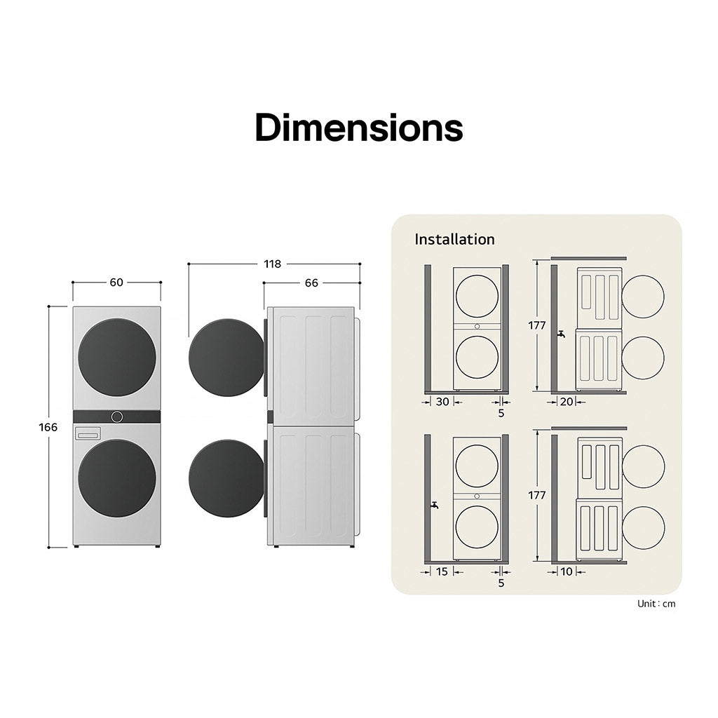 LG WT1210WWF WashTower 12Kg / 10kg Washing Machine / Dryer  