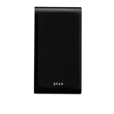 Quad S-2 Ribbon Bookshelf Speaker in black with grille on